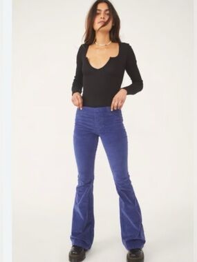 Free People We The Free Penny Pull On Pant Size Blue Corduroy Flare Bell Bottoms